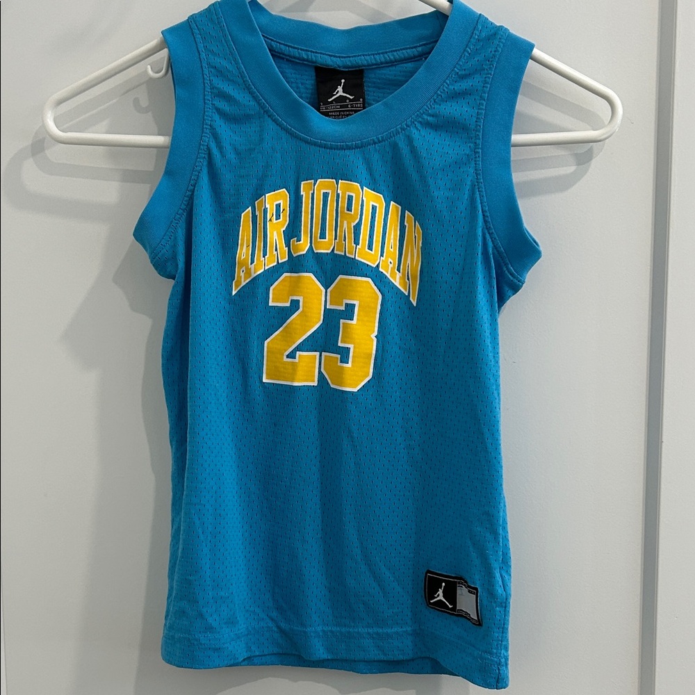 Nike Air Jordan Aqua Blue Yellow 23 Basketball Jersey Dri-FIT |Size Large 6/7 - Picture 1 of 6